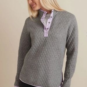 Marine Layer Womens Grey and Lavender Corbet Reversible Quilted Pullover L